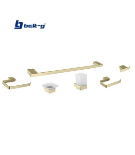 KIT ACCESORIOS P/BAÑO 6 PZAS 202 GOLDEN BRUSH (BELT-G)