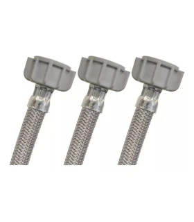 CANILLA TIPO "T" ACERO INOX P/LAVAMANOS 1/2" TUERCA PLASTICA (COFLEX)