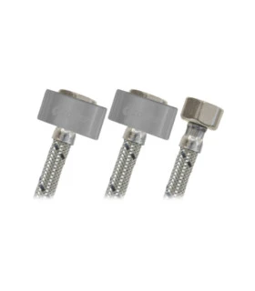 CANILLA TIPO "T" ACERO INOX P/LAVAMANOS 1/2"X1/2"X1/2" 50CM (COFLEX)